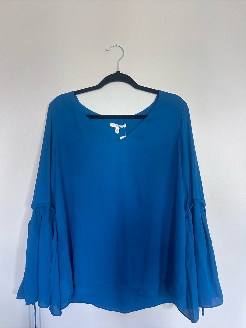 Flowy Teal Bell-Sleeve Blouse